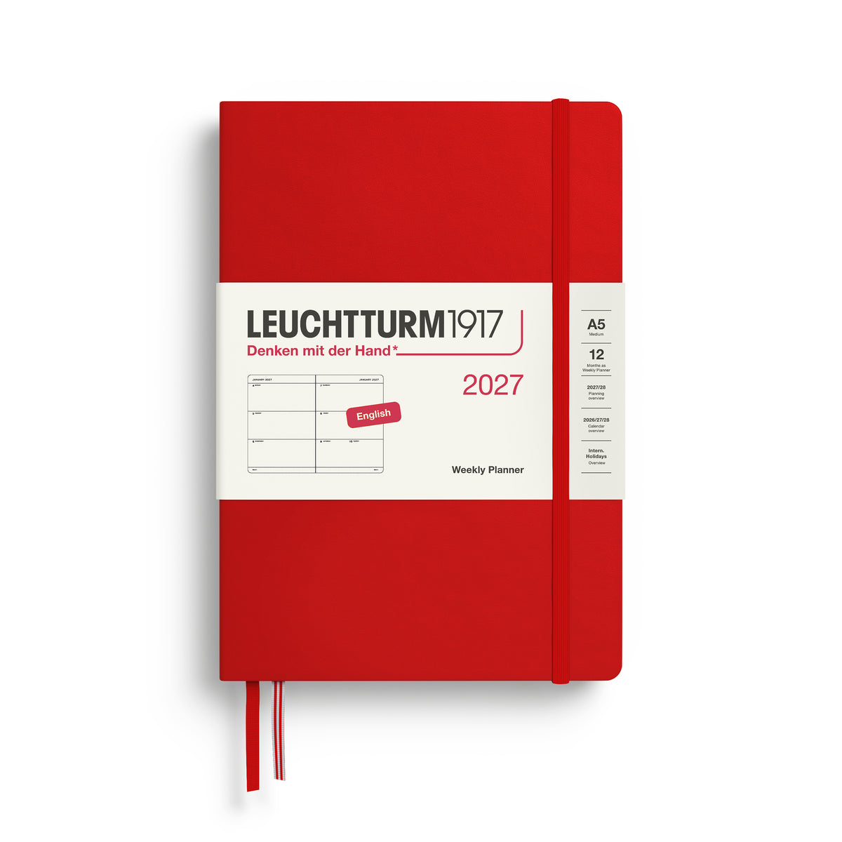 Leuchtturm1917 2027 A5 Medium Hardcover Weekly Planner - Cherry