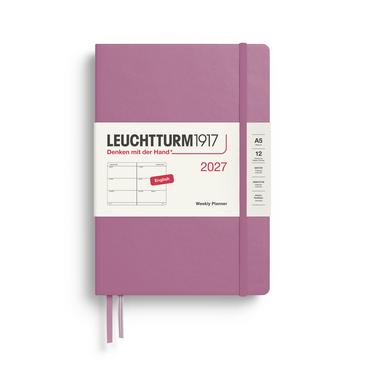 Leuchtturm1917 2027 A5 Medium Hardcover Weekly Planner - Dusty Rose