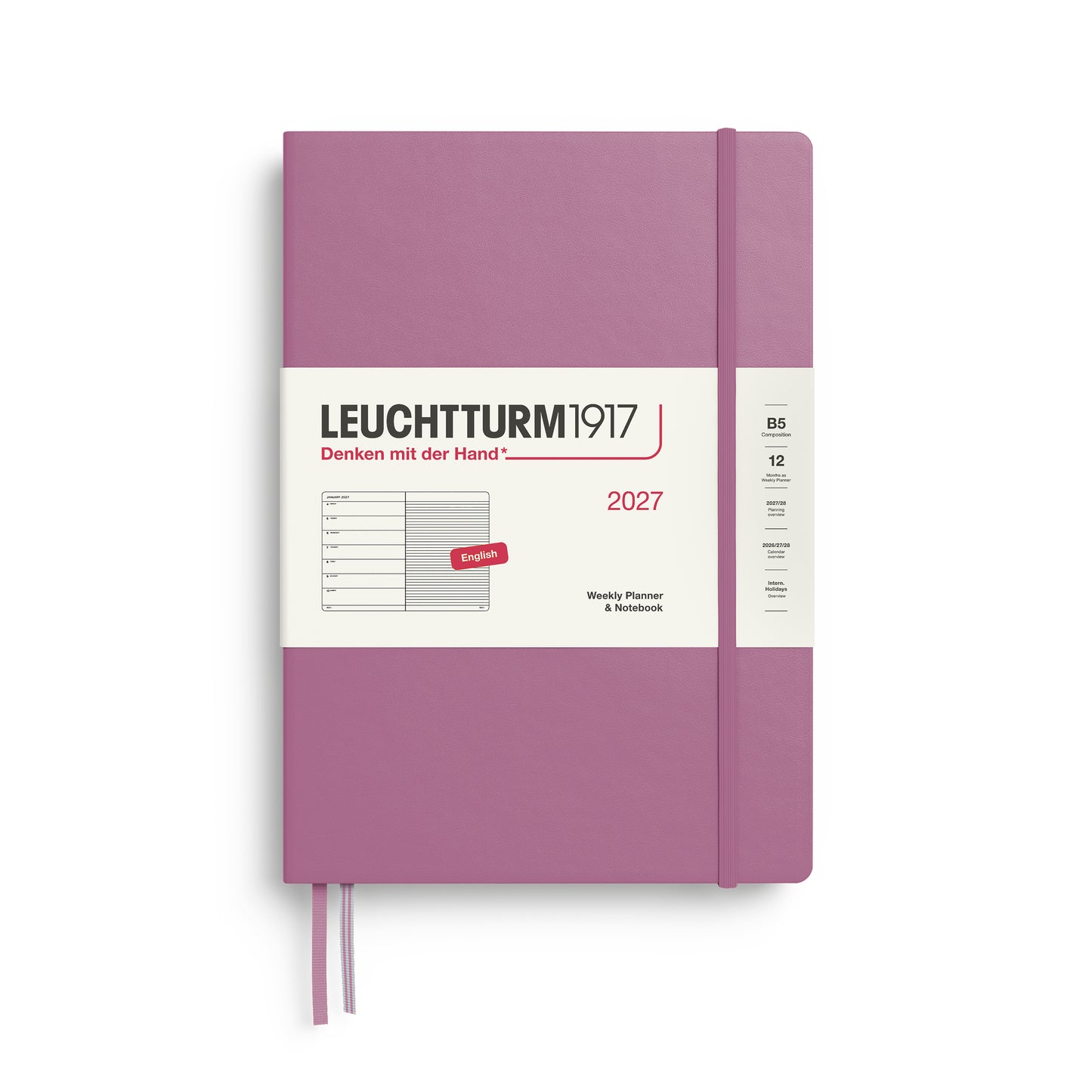 Leuchtturm1917 2027 B5 Composition Hardcover Weekly Planner & Notebook - Dusty Rose
