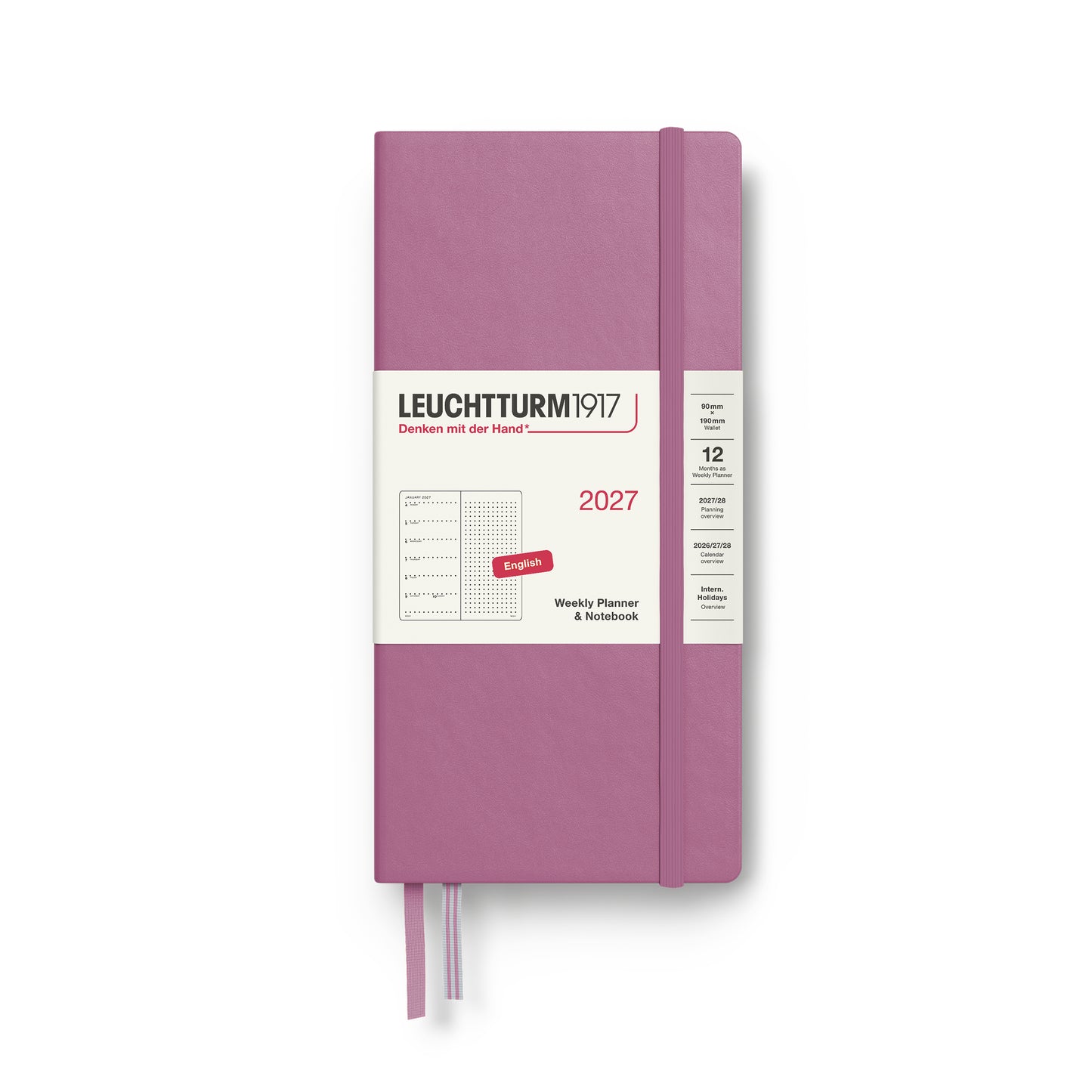 Leuchtturm1917 2027 Wallet-Sized Weekly Planner & Dotted Notebook - Dusty Rose