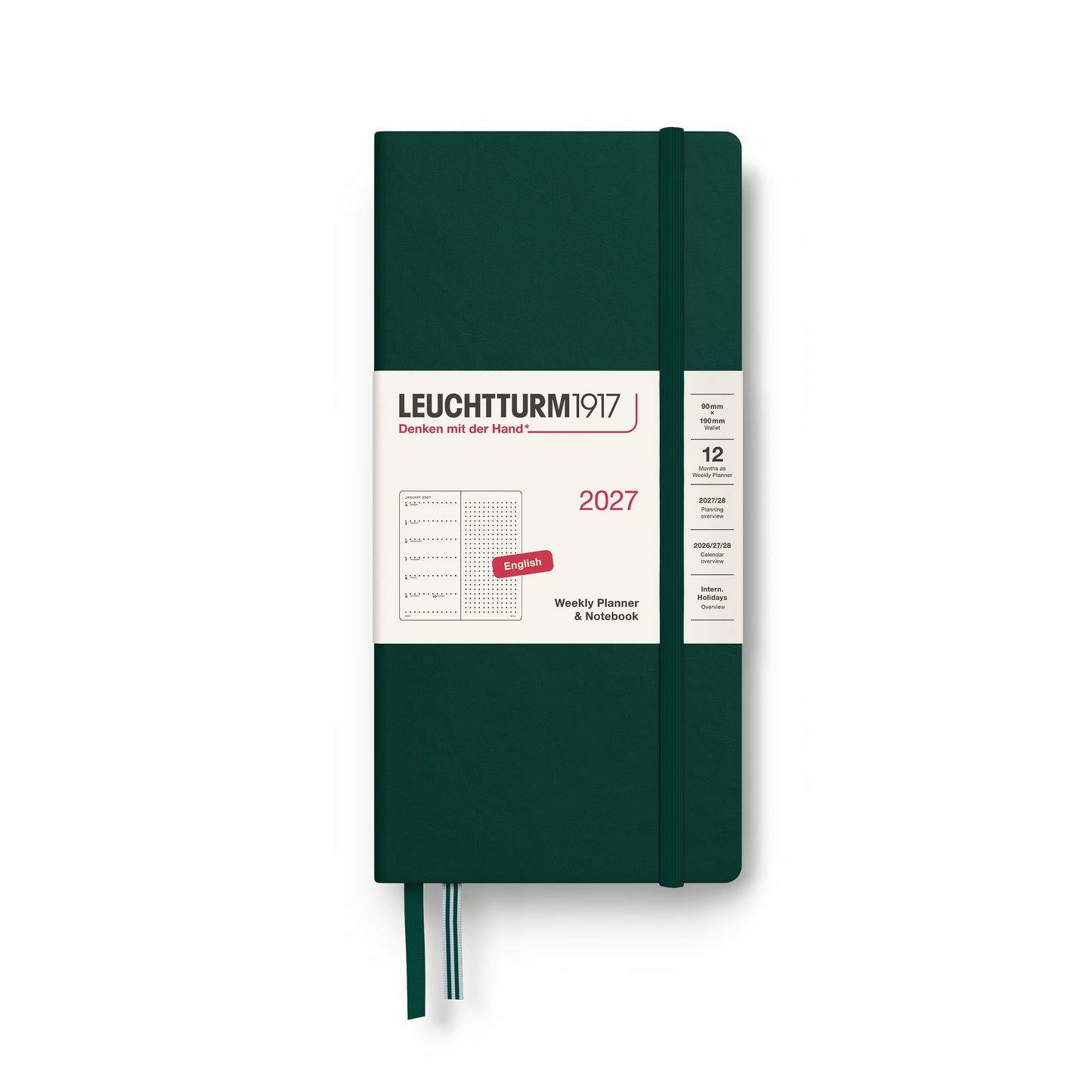 Leuchtturm1917 2027 Wallet-Sized Weekly Planner & Dotted Notebook - Forest Green