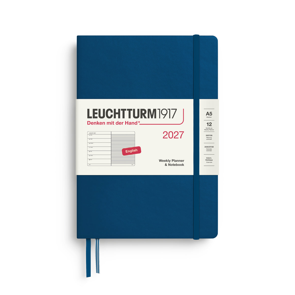 Leuchtturm1917 2027 A5 Medium Hardcover Weekly Planner & Notebook - Indigo