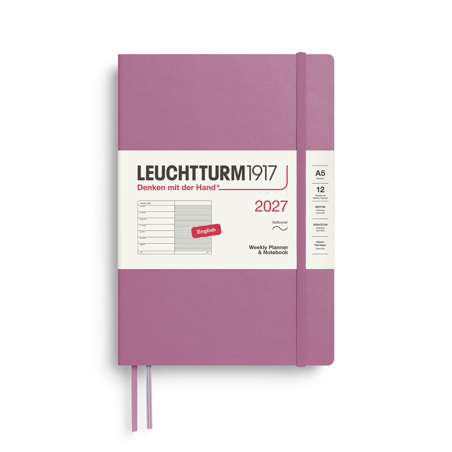 Leuchtturm1917 2027 A5 Medium Softcover Weekly Planner & Notebook - Dusty Rose