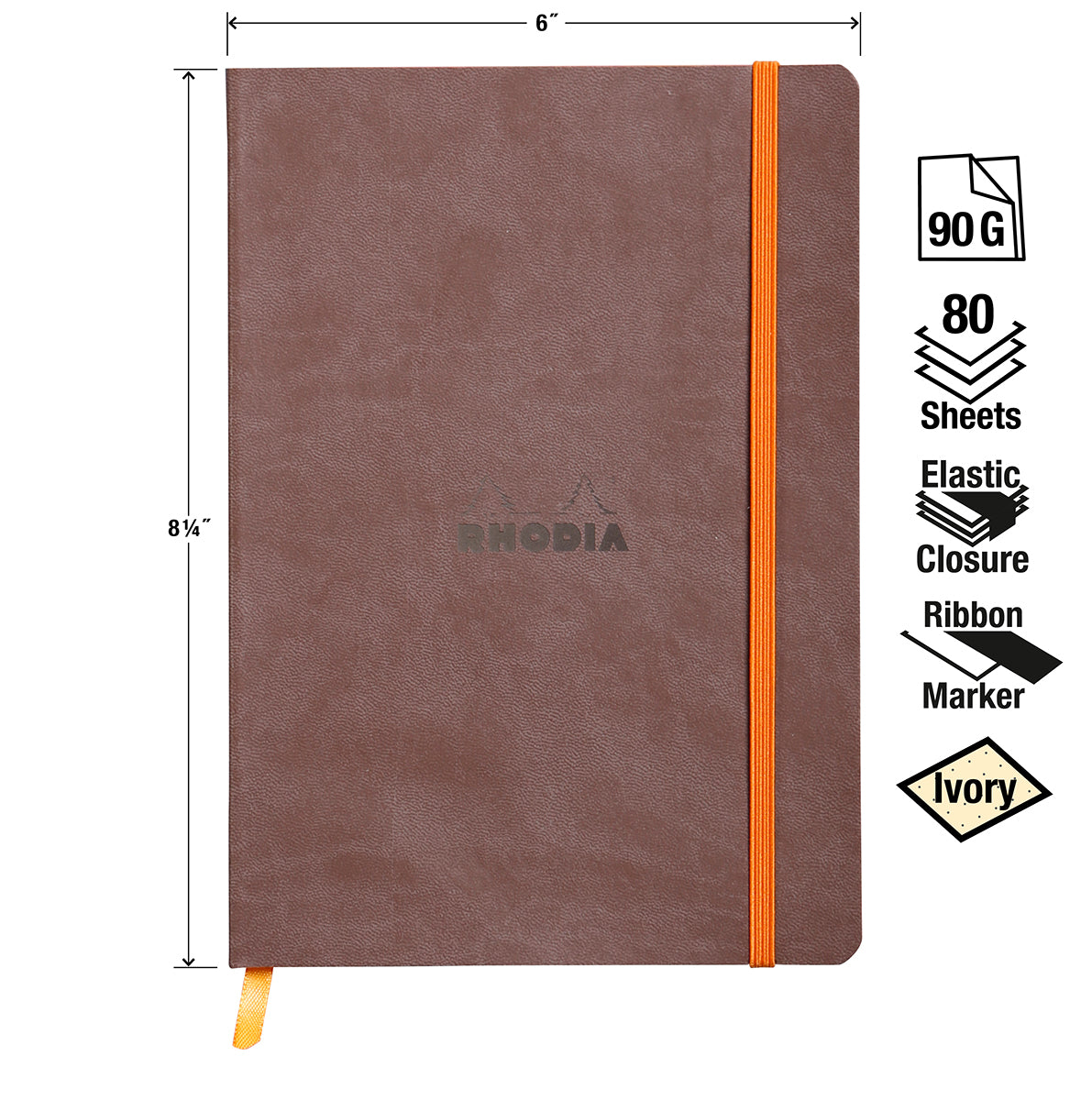 Rhodia Rhodiarama A5 Soft Webnotebook - Chocolate (Dot Grid)