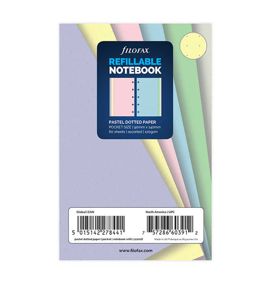 Filofax Pocket Notebook Refill - Pastel Paper (Dotted)