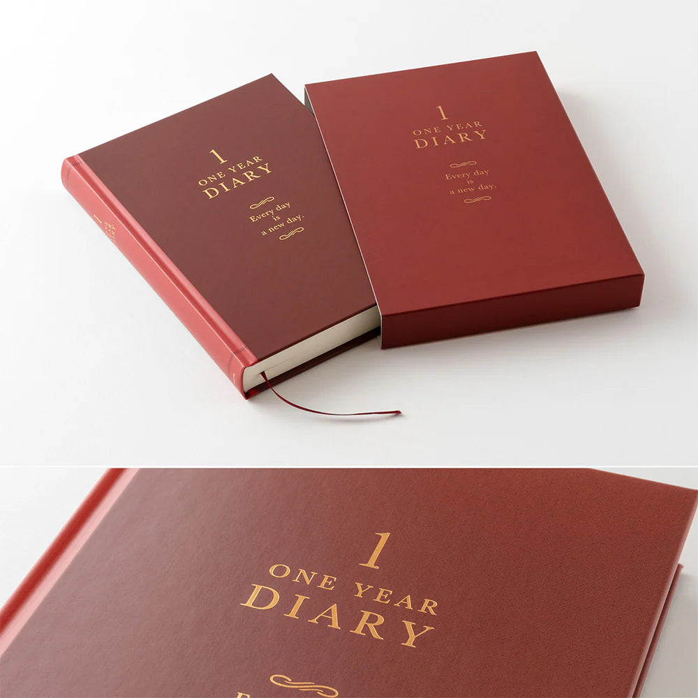 Midori A5 One Day One Page Diary - Classic Red