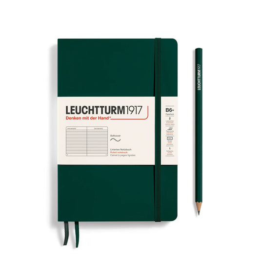Leuchtturm1917 B6+ Paperback Softcover Ruled Notebook - Forest Green