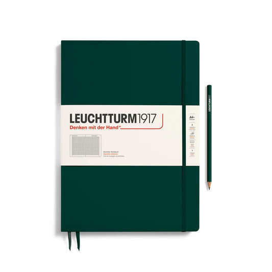 Leuchtturm1917 Master Slim A4+ Hardcover Squared Notebook - Forest Green