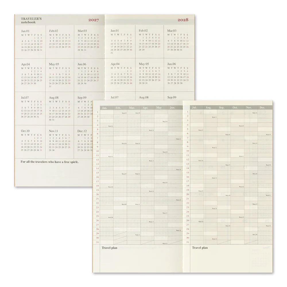 TRAVELER'S 2027 Regular Size Diary Insert - Monthly