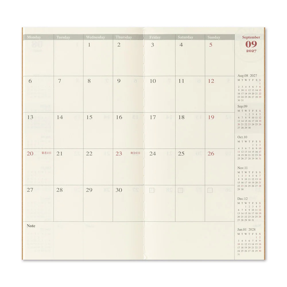 TRAVELER'S 2027 Regular Size Diary Insert - Monthly