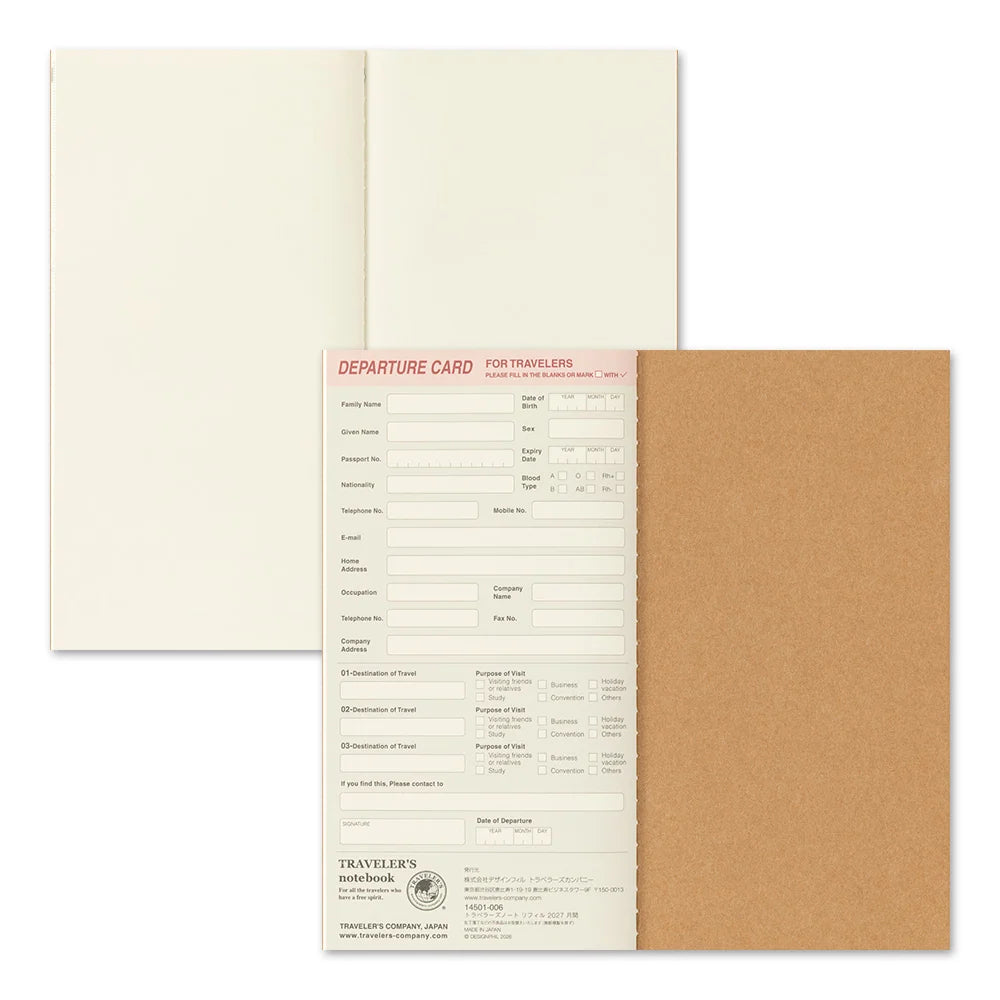TRAVELER'S 2027 Regular Size Diary Insert - Monthly