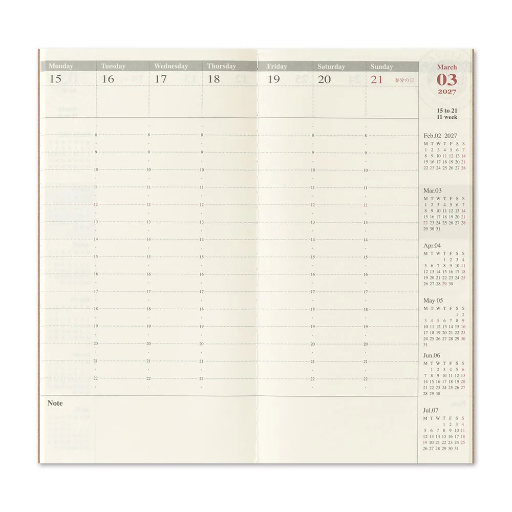 TRAVELER'S 2027 Regular Size Diary Insert - Weekly Vertical