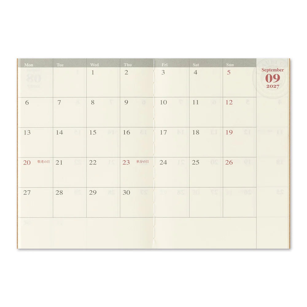 TRAVELER'S 2027 Passport Size Diary Insert - Monthly