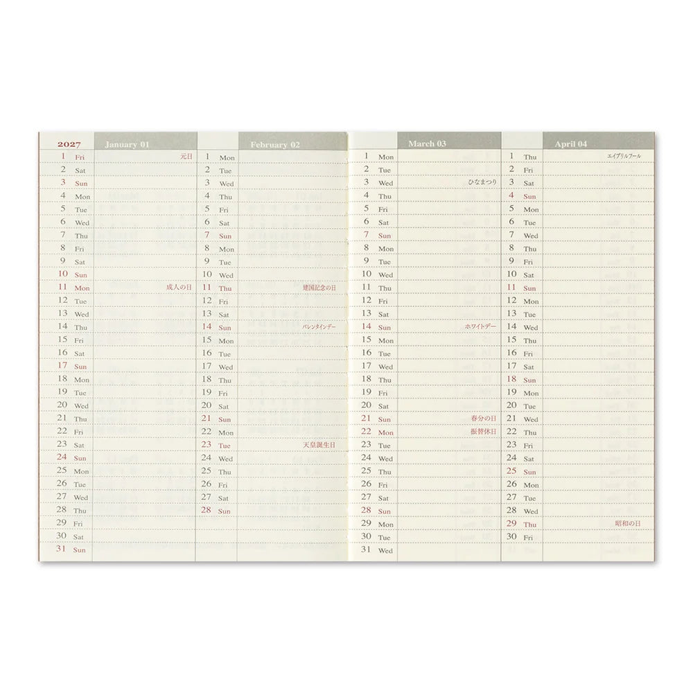 TRAVELER'S 2027 Passport Size Diary Insert - Weekly