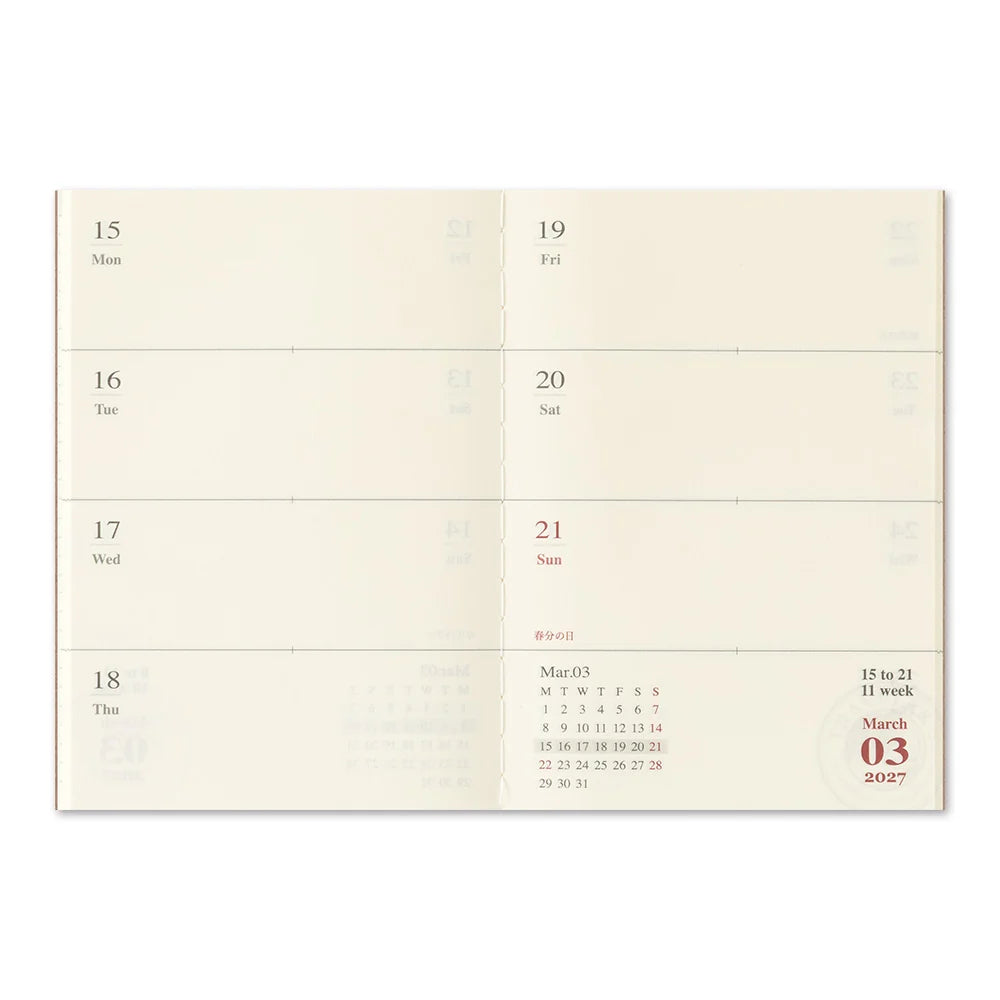 TRAVELER'S 2027 Passport Size Diary Insert - Weekly