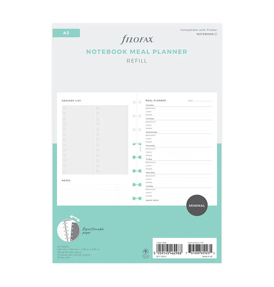 Filofax A5 Minimal Notebook Refill - Meal Planner