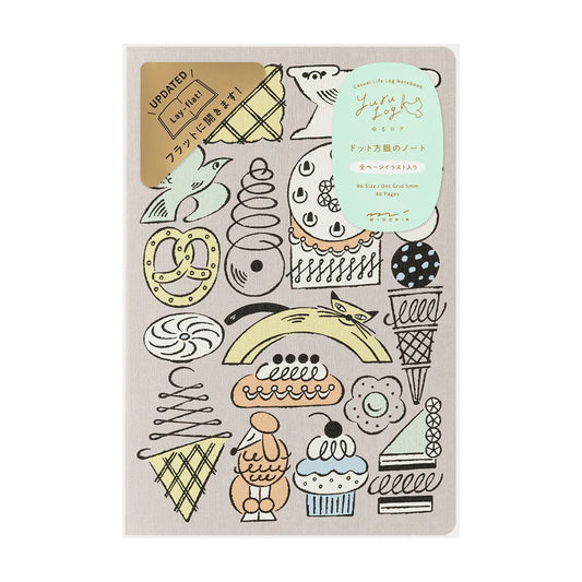 Midori B6 Yuru Log Notebook - Sweets & Animals