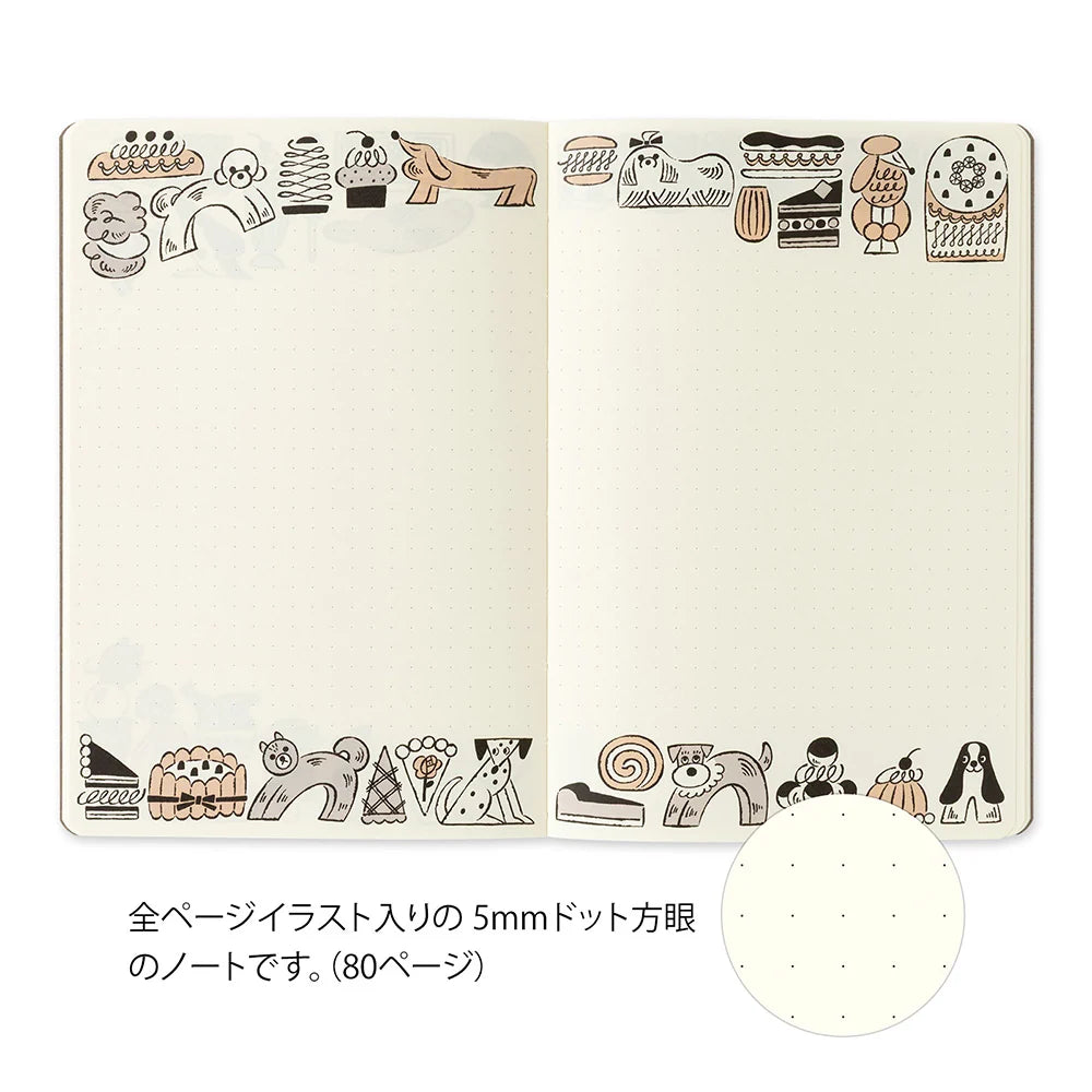 Midori B6 Yuru Log Notebook - Sweets & Animals