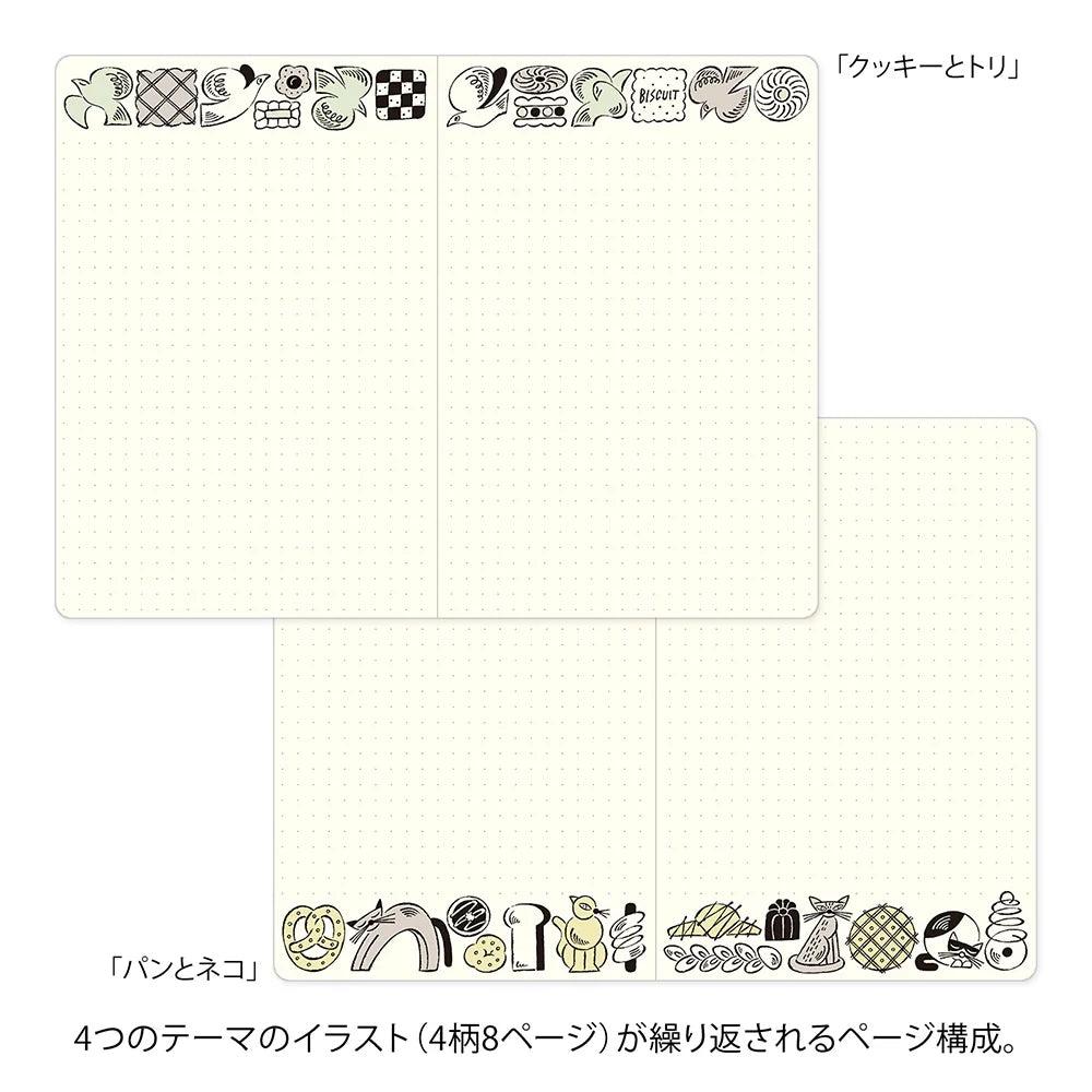 Midori B6 Yuru Log Notebook - Sweets & Animals