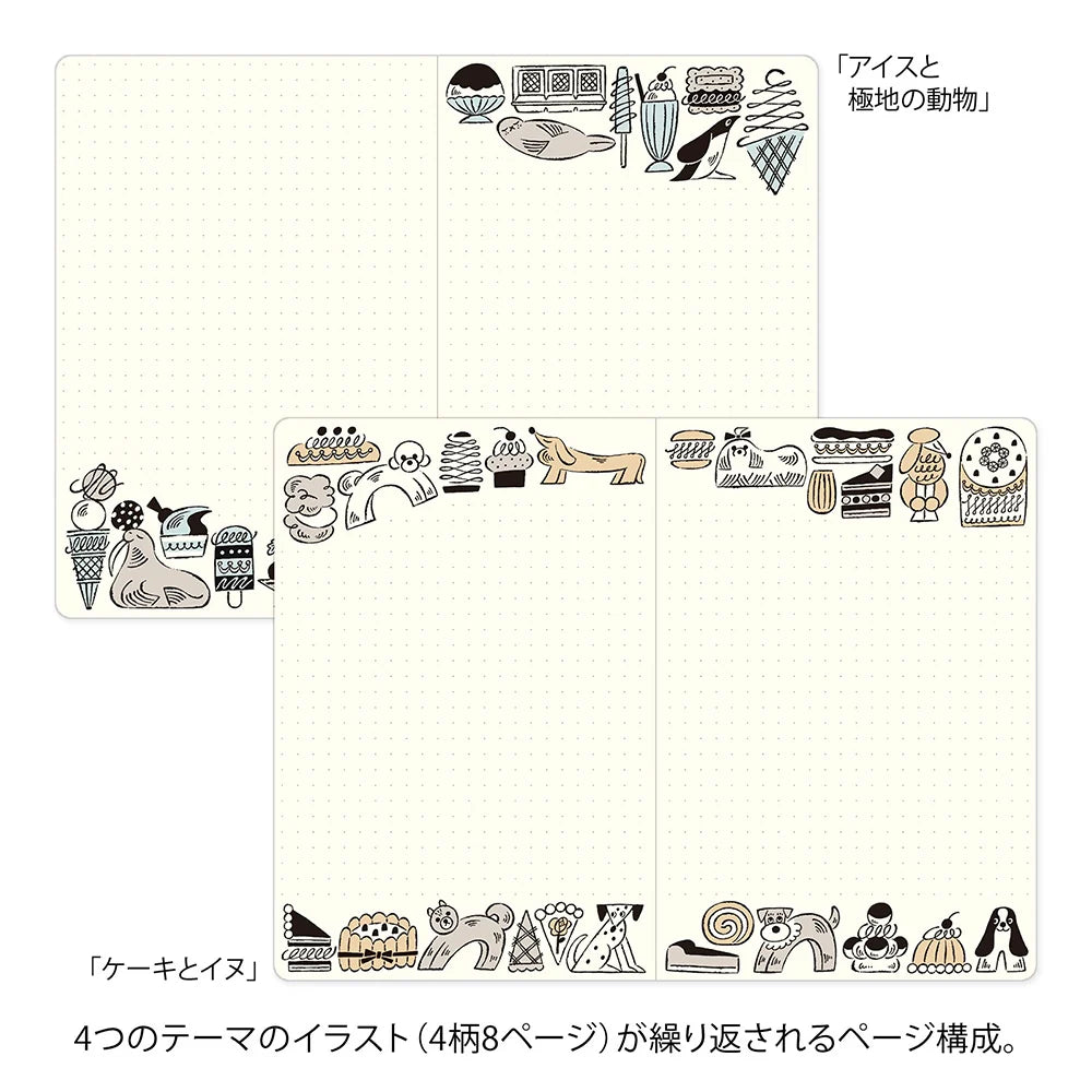 Midori B6 Yuru Log Notebook - Sweets & Animals