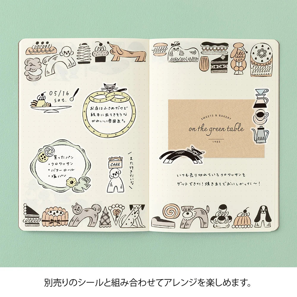 Midori B6 Yuru Log Notebook - Sweets & Animals
