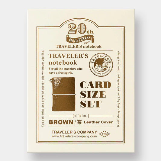 TRAVELER'S Notebook 20th Anniversary Card Size Starter Kit - Brown