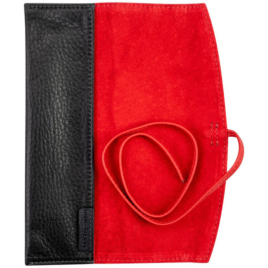 Pilot Pensemble Leather Roll Pen Case - Holds 1 - Black and Red (Long)