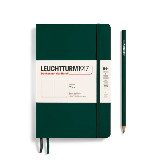 Leuchtturm1917 B6+ Paperback Softcover Plain Notebook - Forest Green