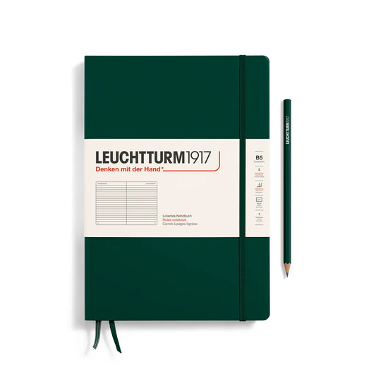 Leuchtturm1917 Composition B5 Hardcover Ruled Notebook - Forest Green