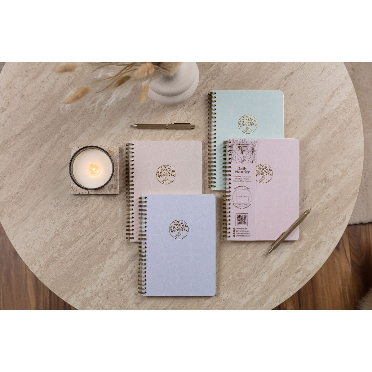 Clairefontaine 2027 A5 Wirebound Inspire Daily Planner - Inspire Rose