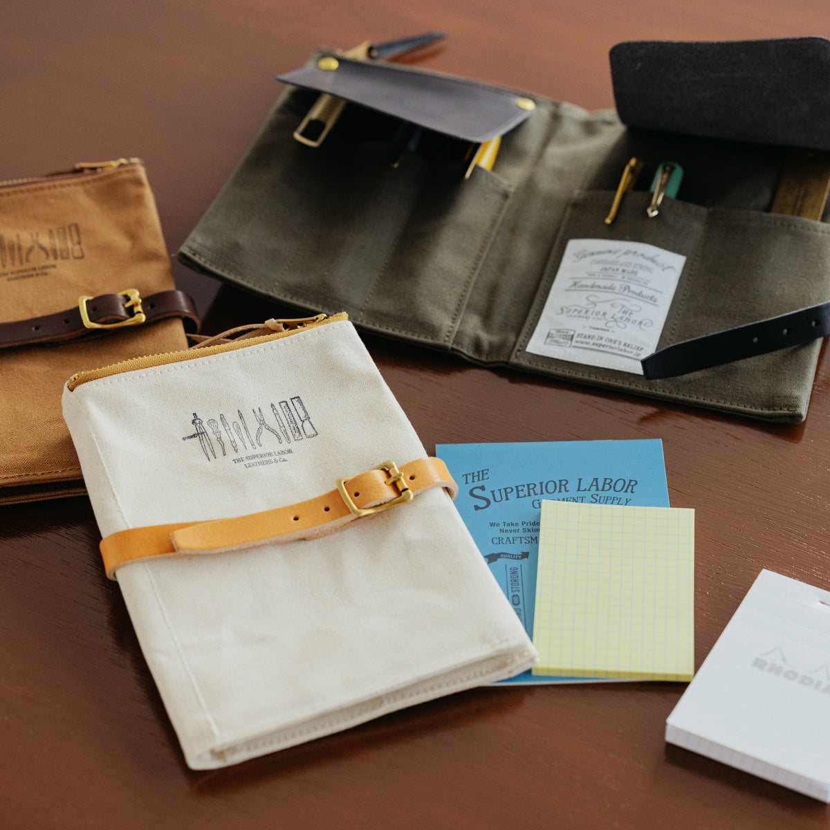 The Superior Labor Paraffin Canvas Pen Case - Khaki