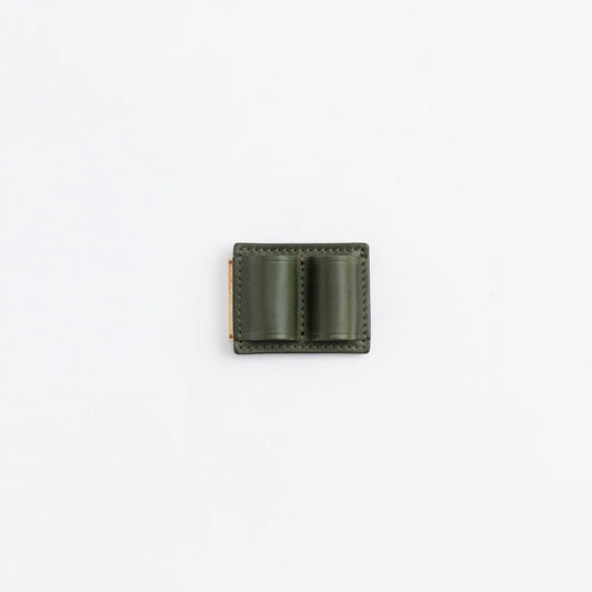 The Superior Labor Tochigi Pull-Up Leather Brass Pen Clip - Olive