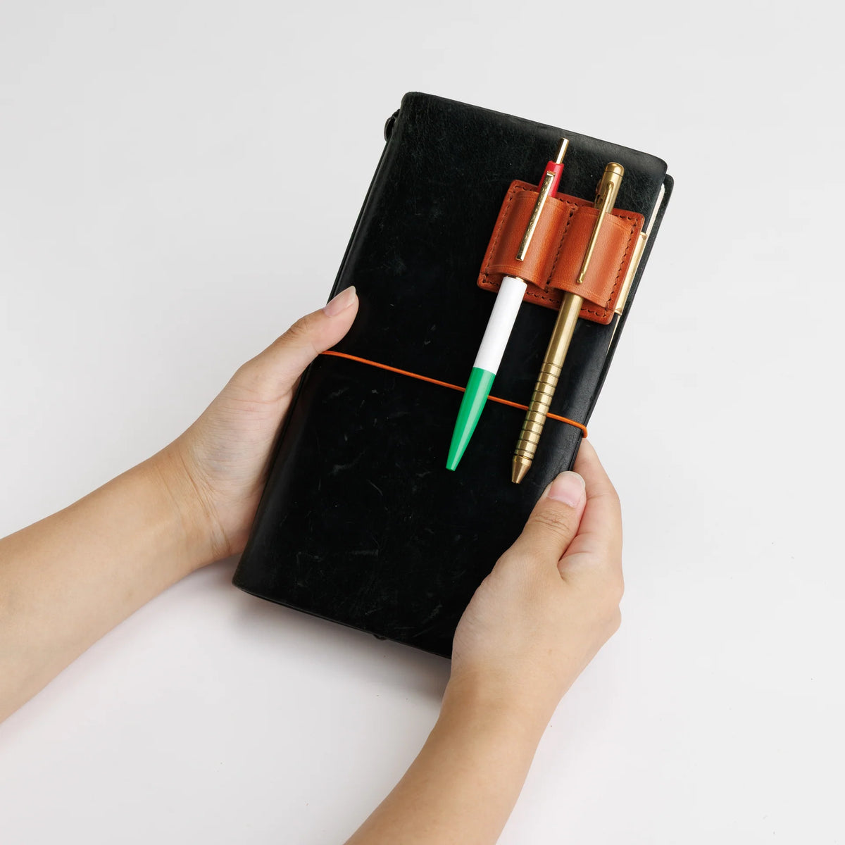 The Superior Labor Tochigi Pull-Up Leather Magnet Pen Clip - Cognac