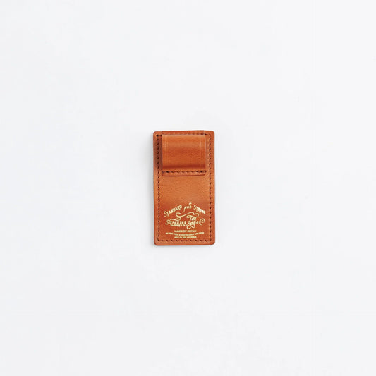 The Superior Labor Tochigi Pull-Up Leather Magnet Pen Clip - Cognac