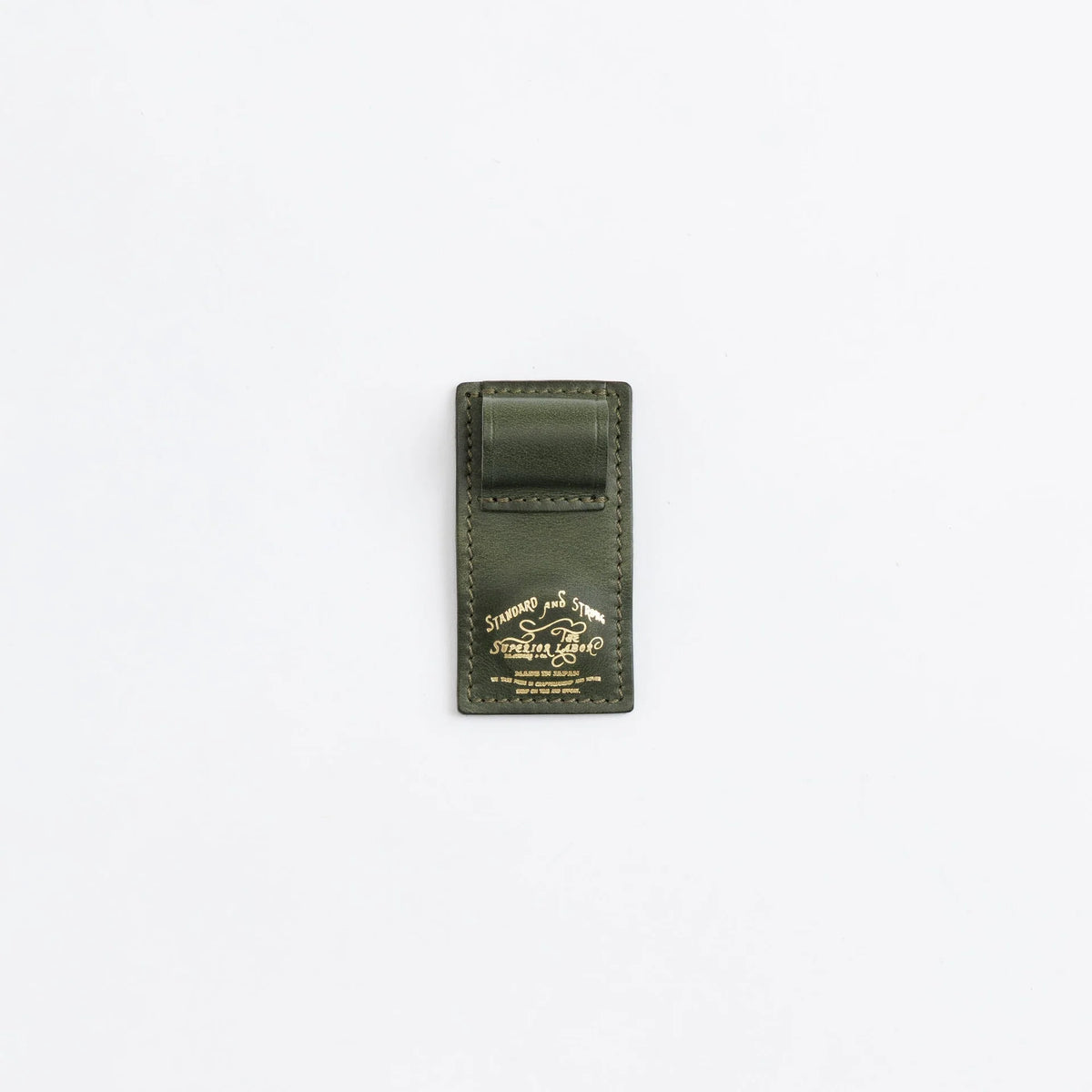 The Superior Labor Tochigi Pull-Up Leather Magnet Pen Clip - Olive