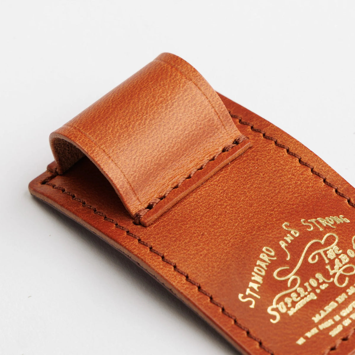 The Superior Labor Tochigi Pull-Up Leather Magnet Pen Clip - Cognac