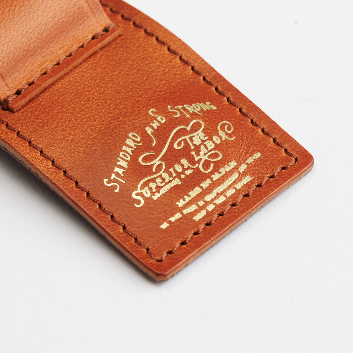 The Superior Labor Tochigi Pull-Up Leather Magnet Pen Clip - Cognac
