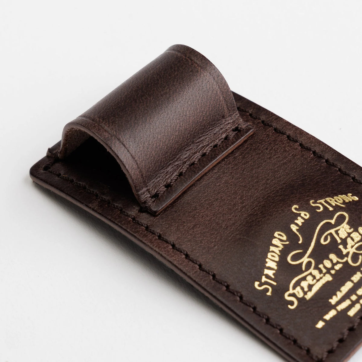 The Superior Labor Tochigi Pull-Up Leather Magnet Pen Clip - Black Brown