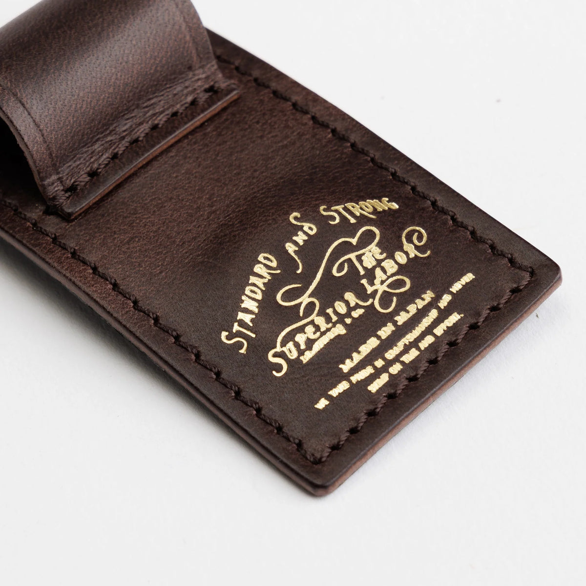 The Superior Labor Tochigi Pull-Up Leather Magnet Pen Clip - Black Brown