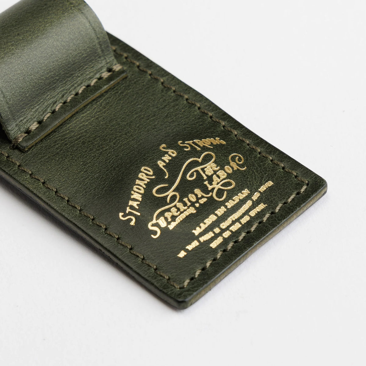 The Superior Labor Tochigi Pull-Up Leather Magnet Pen Clip - Olive