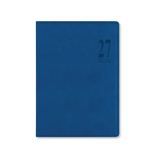 Letts of London 2027 Milano Week to View Leather Planner - Blue (A5)