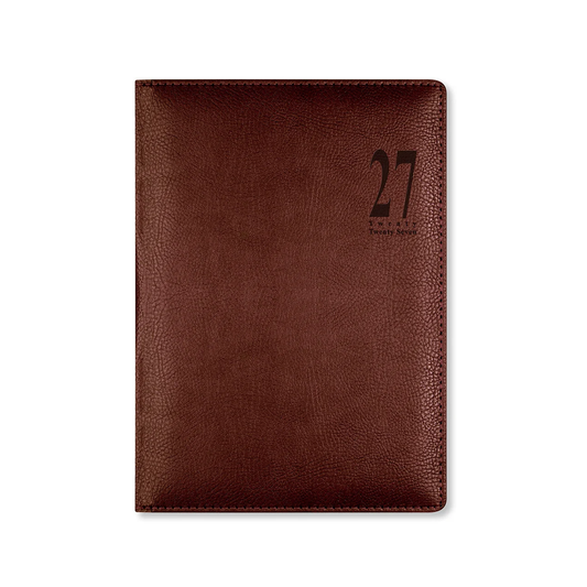 Letts of London 2027 Milano Week to View Leather Planner - Chocolate (A5)