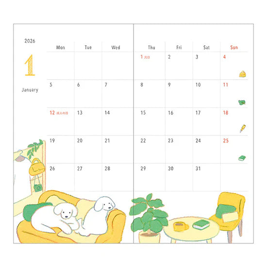 Midori 2026 Slim Pocket Diary - Dog