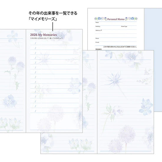 Midori 2026 Slim Pocket Diary - Country Time Flower