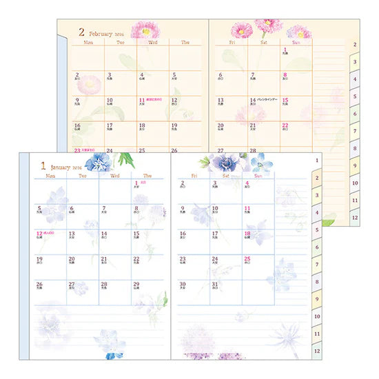 Midori 2026 A6 Pocket Diary - Country Time Flower