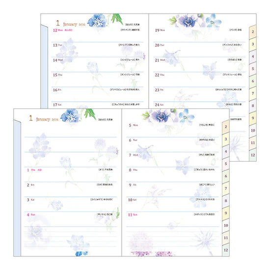 Midori 2026 A6 Pocket Diary - Country Time Flower
