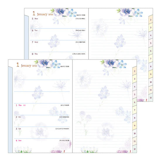 Midori 2026 B6 Pocket Diary - Country Time Flower