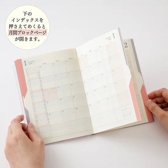Midori 2026 B6 Double Schedule Diary Progress - Navy