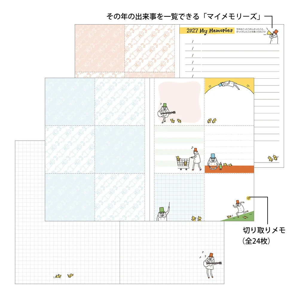 Midori 2027 A6 Pocket Diary - Ojisan: Monthly Block