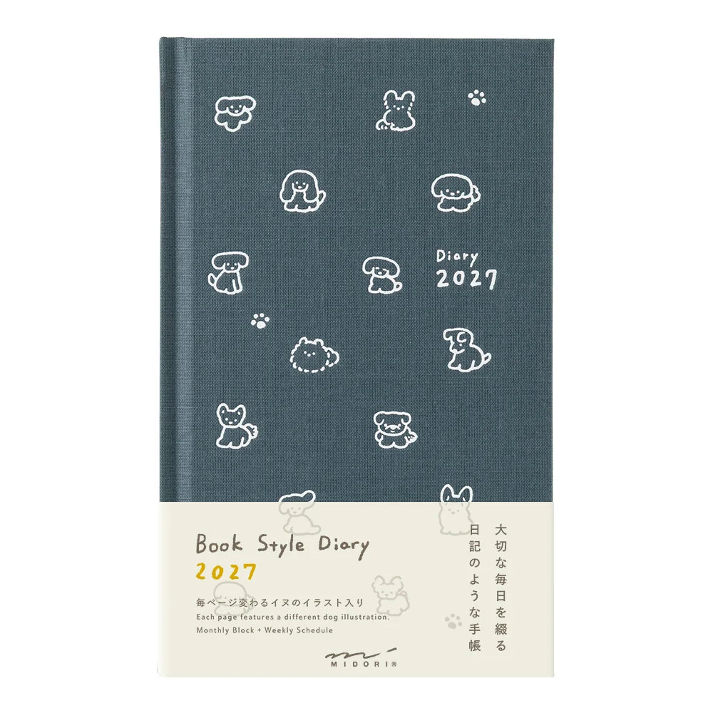 Midori 2027 B6 Book Style Diary - Dog Navy